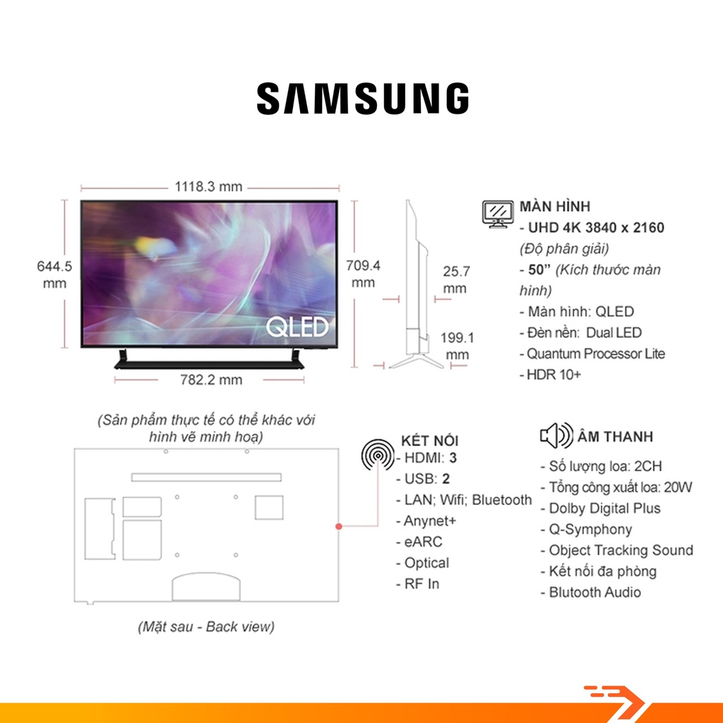 Smart Tivi QLED Samsung 4K 50 Inch QA50Q60AAKXXV - Bảo Hành Chính Hãng