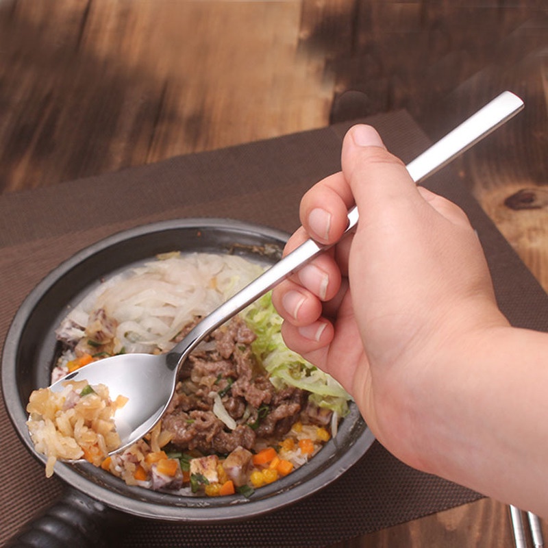 1 Muỗng/Nĩa Cán Dài Bằng Thép Không Gỉ