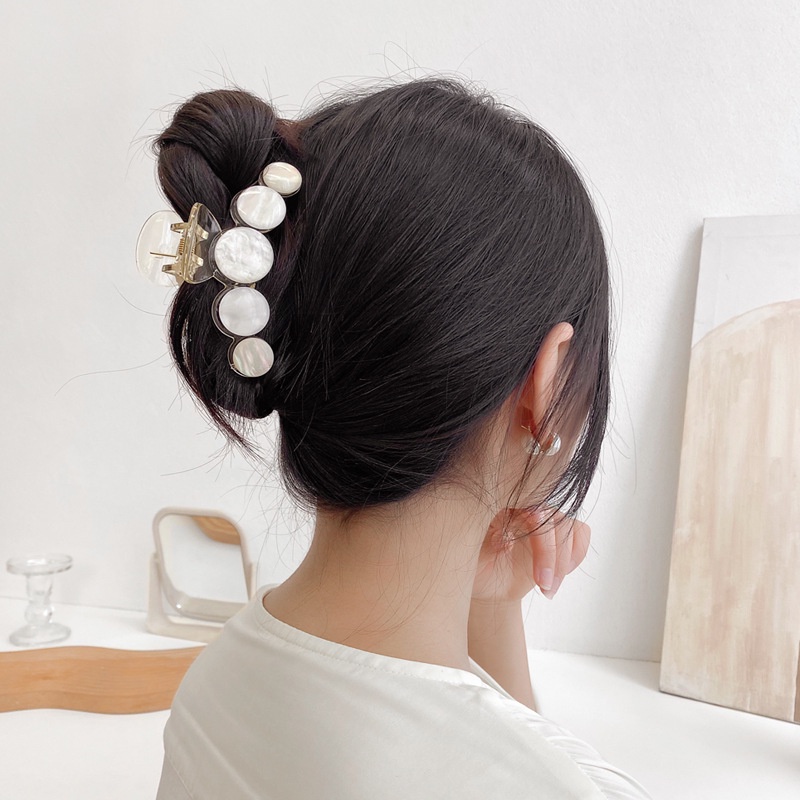 Kẹp tóc Hàn Quốc ánh xà cừ A6022 - Kẹp càng cua cỡ lớn 2 màu