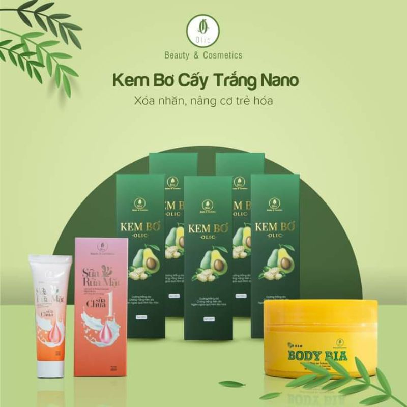 LIỆU TRÌNH CẤY TRẮNG: 5 KEM BƠ NANO OLIC + BODY MEN BIA OLIC và SỮA RỬA MẶT OLIC (kèm thẻ bảo hành)