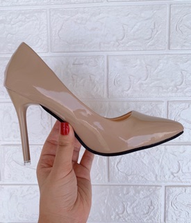 Giày cao gót trơn da bóng cao 8cm