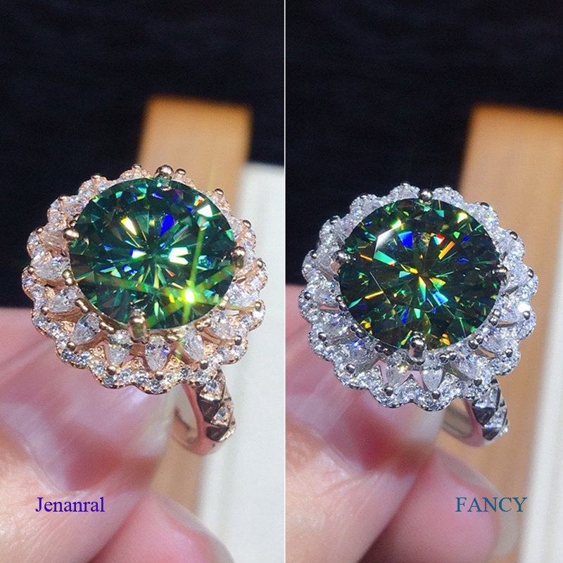 Nhẫn Đính Hôn Đính Đá Zircon Màu Xanh Lá Sang Trọng Thời Trang Cho Nữ