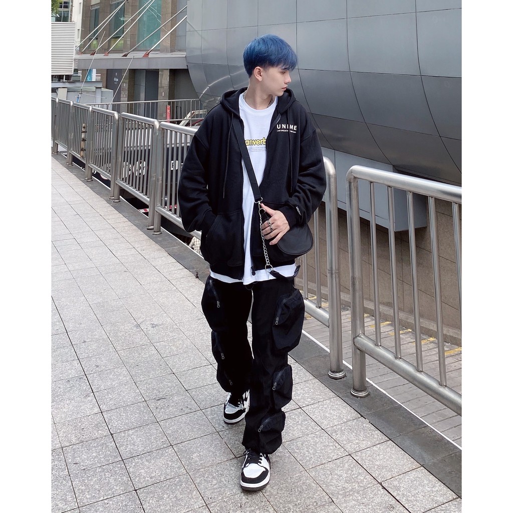 Áo khoác dây kéo Unime Hoodie Zip Flex 1.0 - Màu đen | BigBuy360 - bigbuy360.vn
