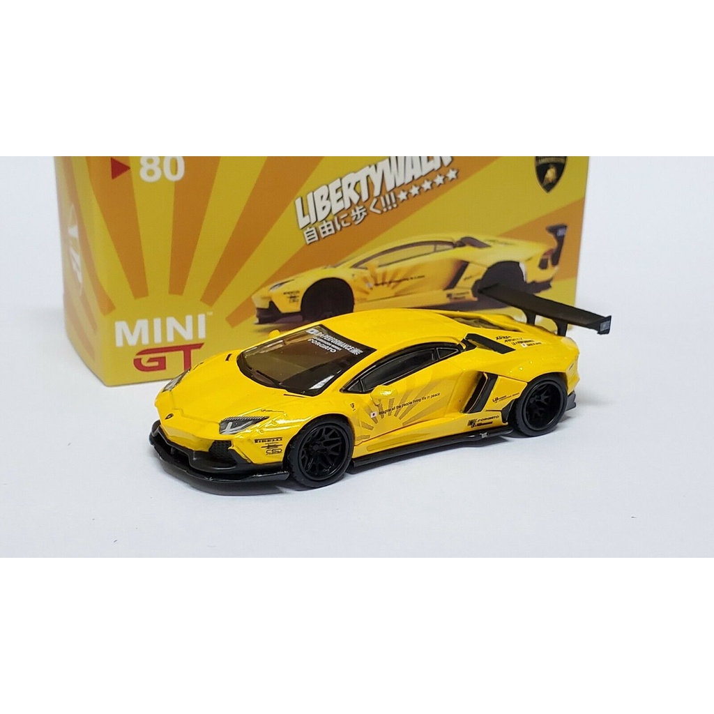(Premium bánh cao su) Xe mô hình MINI GT (No80) ToysRus Lamborghini Aventador Liberty Walk Volcano Y