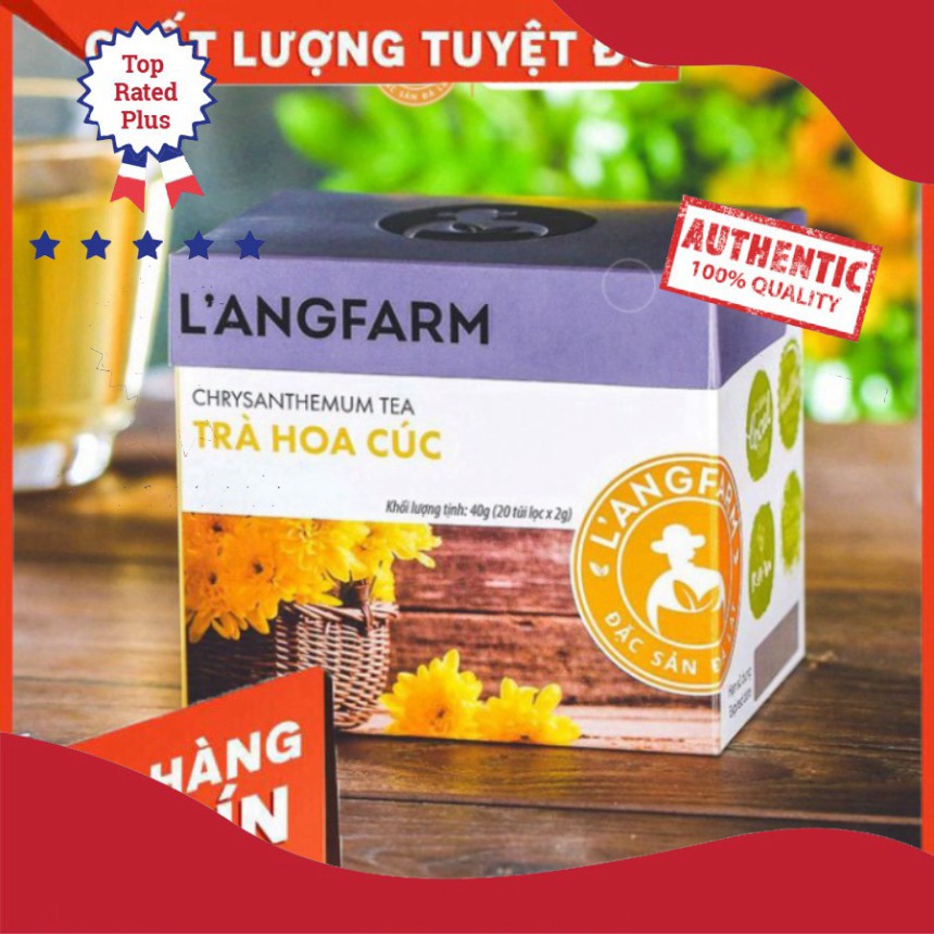 L'angfarm | Trà hoa cúc túi lọc hộp 20 tép giải khát hàng ngày hoặc làm quà tặng. An toàn vệ sinh, không chất bảo quản.