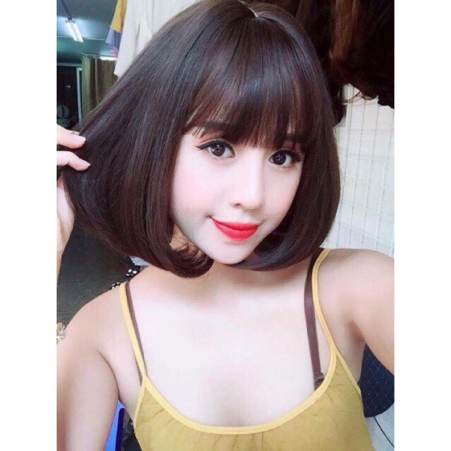 Tóc giả nữ🥰 FREESHIP ĐƠN 50k🥰_Tóc giả nguyên đầu cúp víc cao cấp- tặng lứoi chùm tóc- hình thật