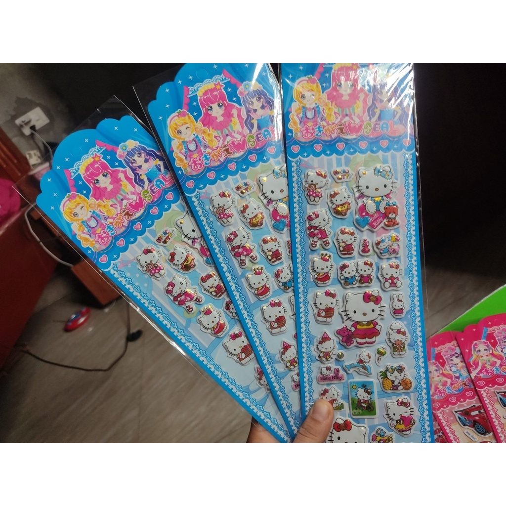 Hình dán sticker cute  siêu to hình nổi 3D KT 24x10cm đa dạng mẫu dán công chúa cô gái siêu nhân