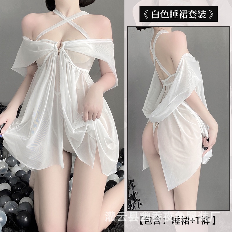 Đầm ngủ / Váy Ngủ ren trễ vai chíp liền điệu đà quyến rũ Cao Cấp 2577