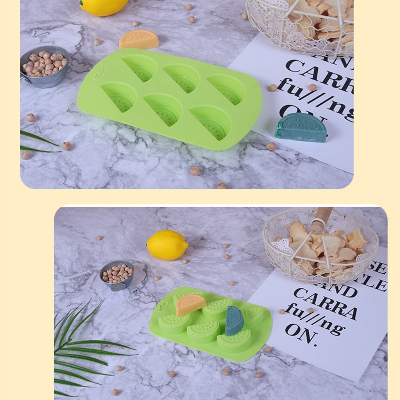 Khuôn Silicone Tạo Hình Làm Bánh Kẹo / Xà Phòng Hình Trái Cây 3D 6 Ngăn