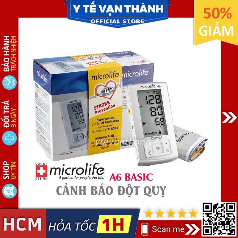 ✅ [CHÍNH HÃNG 100%] Máy Đo Huyết Áp Bắp Tay Microlife A6 Basic (CẢNH BÁO ĐỘT QUỴ) -VT0001