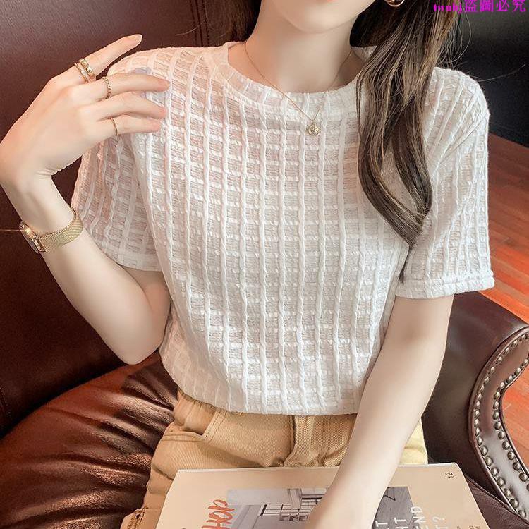 Áo Thun Tay Lửng Cổ Tròn Phối Ren Nhiều Màu Sắc Thời Trang Dành Cho Nữ
