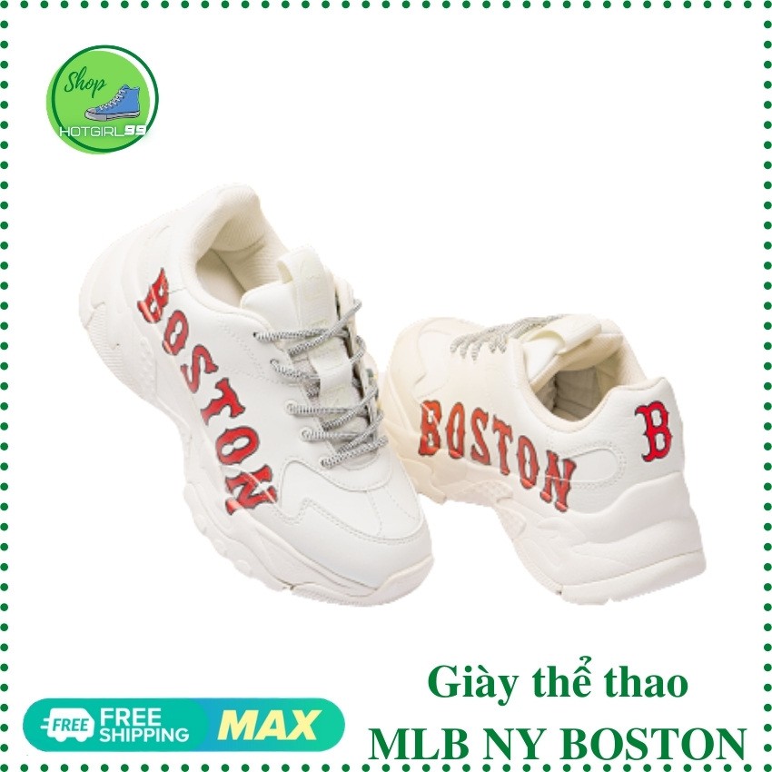 Giày thể thao  boston trắng chữ đỏ tăng chiều cao thời trang, giày mlb, Hotgirl99