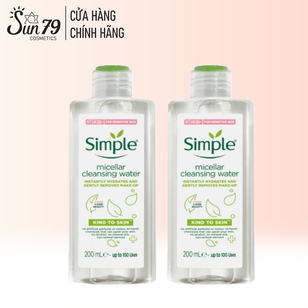 Combo 2 Nước Tẩy Trang Làm Sạch Da, Lành Tính, Dịu Nhẹ Simple Kind To Skin Micellar Cleansing Water