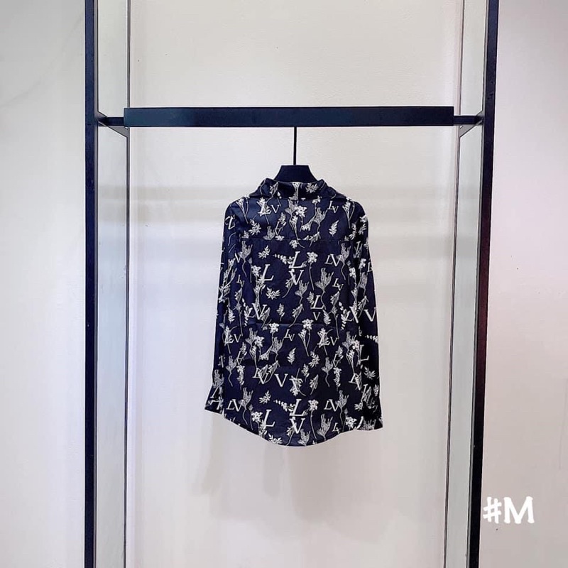 Áo sơ mi lụa hoạ tiết QCCC