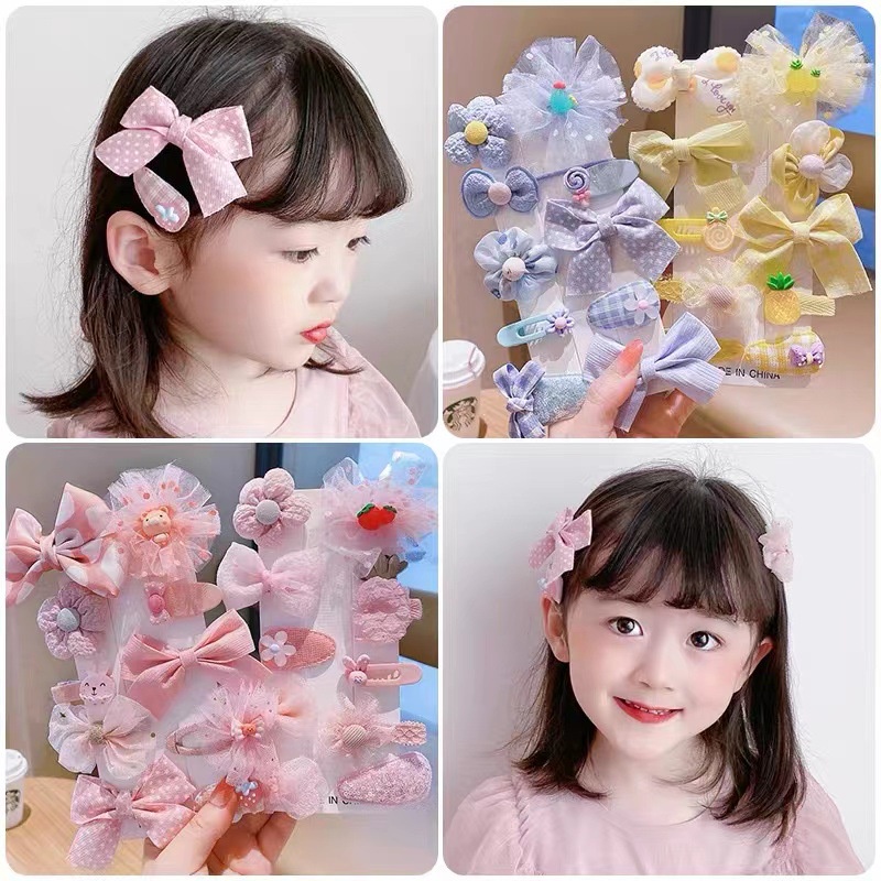 Set 9-10 kẹp tóc xinh xắn phong cách Hàn Quốc cho bé yêu