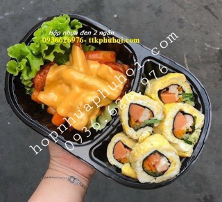 100 hộp nhựa 2 ngăn sâu to  ( kèm nắp )