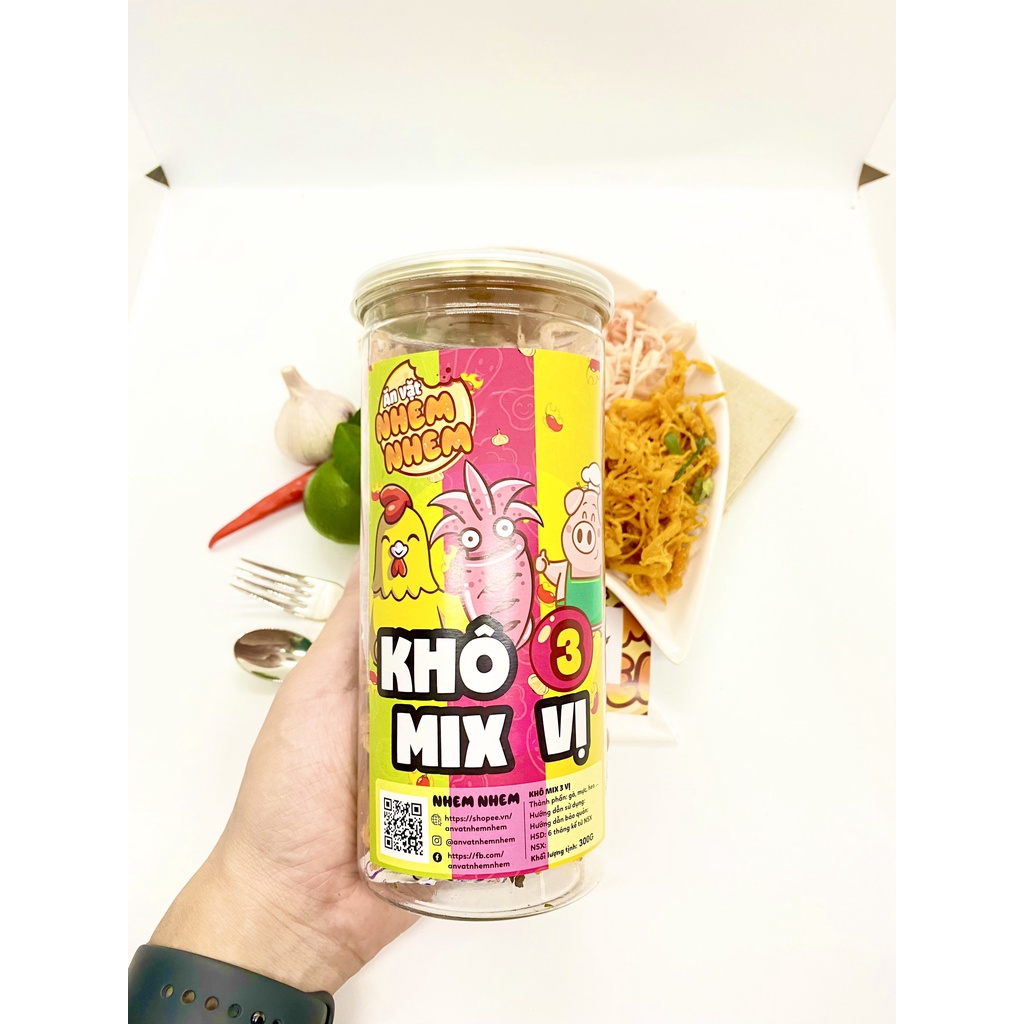 Khô mix 3 vị( Heo-Mực-Gà ) Nhem Nhem 300g Đồ ăn vặt Hà Nội vừa rẻ vừa ngon | BigBuy360 - bigbuy360.vn