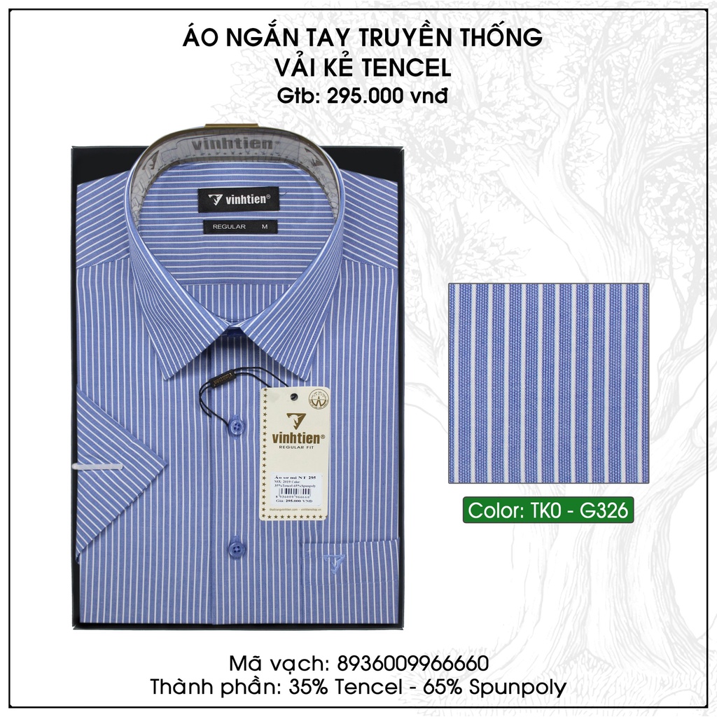 Áo sơ mi nam Vĩnh Tiến tay ngắn vạt ngang 295 - kẻ sọc