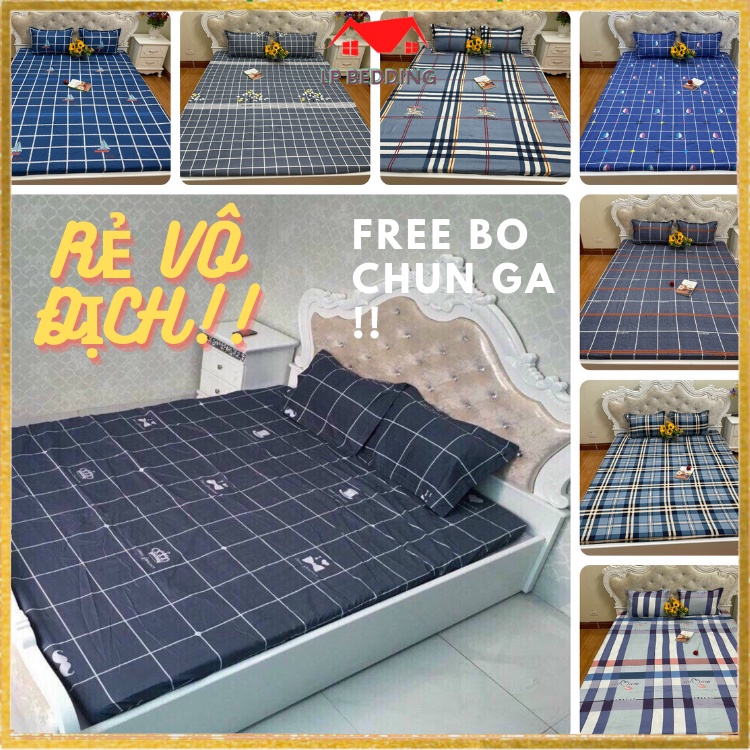 Ga gối poly kẻ sọc caro thay thế cao cấp - Miễn phí bo chun mọi kích thước