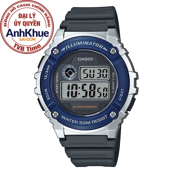 Đồng hồ nam dây nhựa Casio Standard chính hãng Anh Khuê W-216H-2AVDF (43mm)