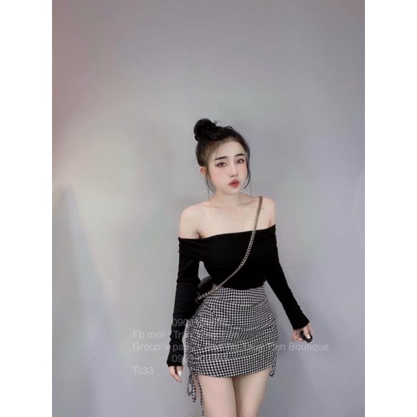 SET ÁO BẸT VAI CHÂN VÁY CARO