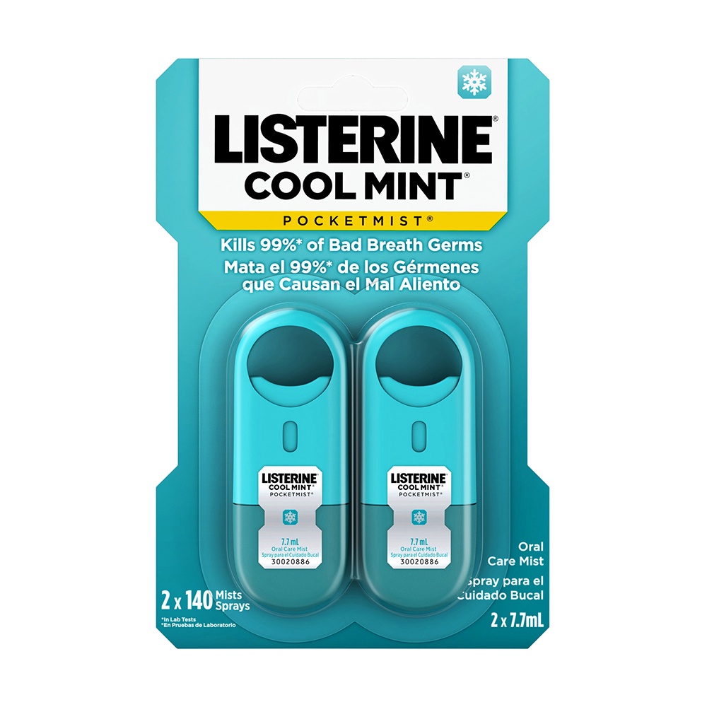 Xịt thơm miệng Listerine Cool Mint Pocketmist Set x2 chai 7.7ml