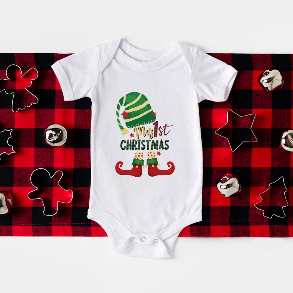 Giáng Sinh Đầu Tiên Của Tôi Người Tuyết Họa Tiết Sơ Sinh Áo Liền Quần Bé Body In Hình Dễ Thương Trẻ Sơ Sinh Jumpsuit Playsuit Quần Áo Tiệc Giáng Sinh