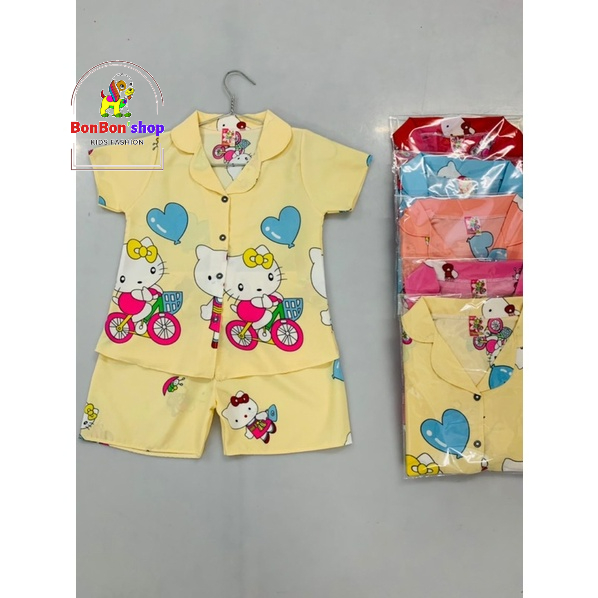Combo 3b pizama lụa cho bé gái tay cộc siêu đáng yêu giá cực rẻ 1-6 tuổi