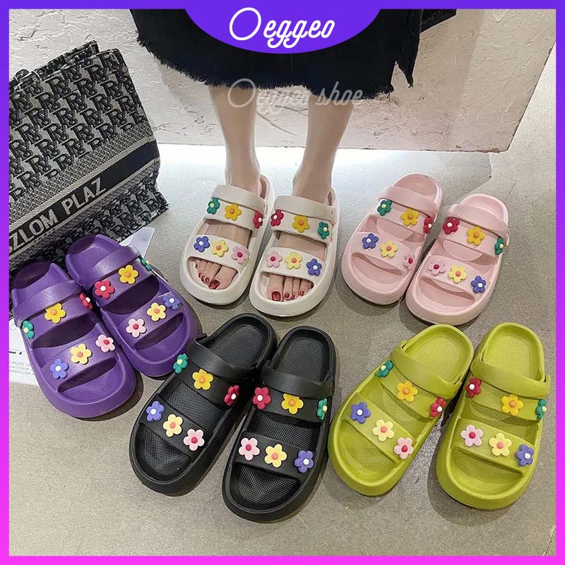 Oeteo Xăng đan Đế Bằng Đính Hoa Thời Trang Cho Nữ