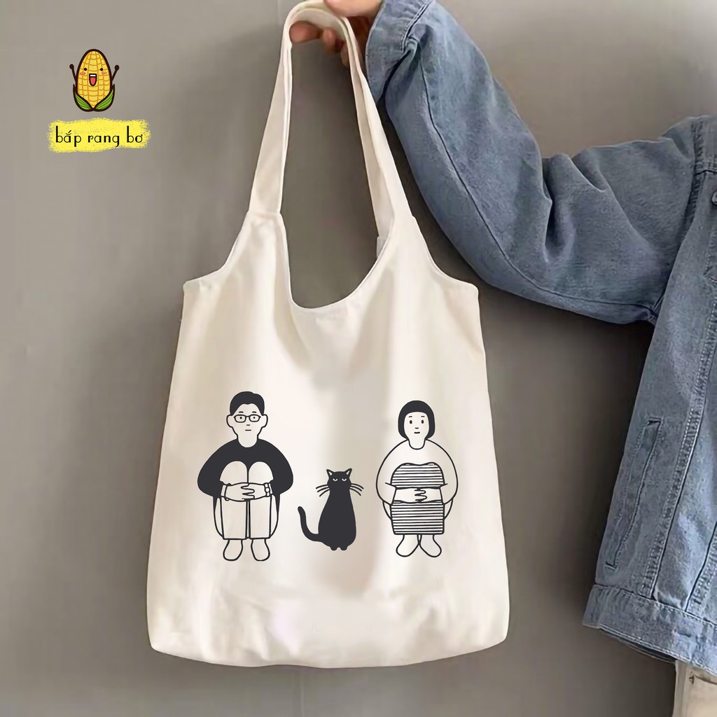 [Mã WASTTET hoàn 15% tối đa 30k xu đơn 99k trở lên] TÚI TOTE TRẮNG ĐEN [ WHITE BLACK] - CÓ KHÓA - VẢI DỆT CANVAS