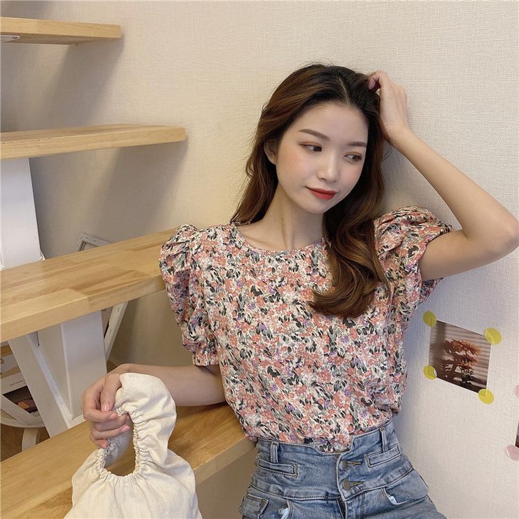 Áo Hoa Nhí Nữ Cao Cấp Tay Phồng Kiểu Dáng Dịu Dàng Phong Cách Thời Trang Sugal TOP 005