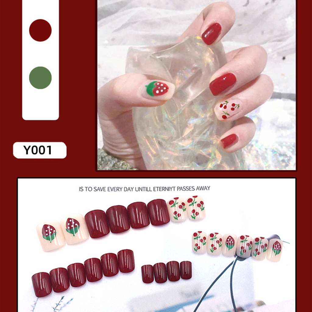 [Hàng mới về] Set 24 móng tay giả đầu tròn thờI trang cho nữ mihan1