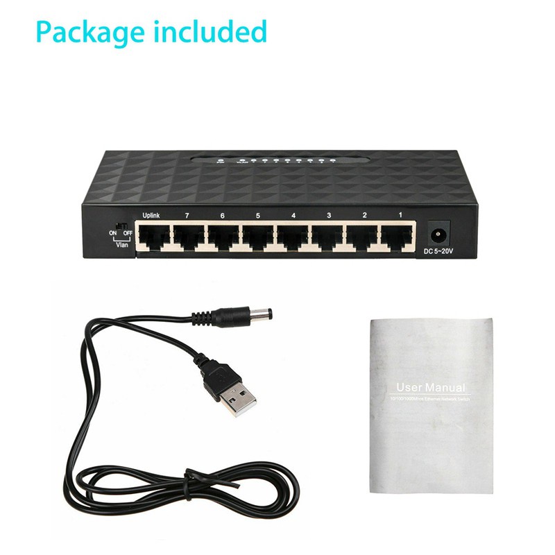 【In stock】 USB Mini Lan Poe Ethernet Network Desktop Switch 8 Port 10 100Mbps H3VN