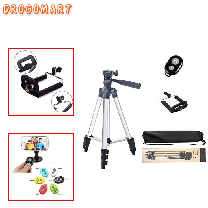 ( FREESHIP 99K ) Bộ Tripod TF-3110 Chân chụp hình máy ảnh, điện thoại Tặng remote chụp ảnh + đầu kẹp