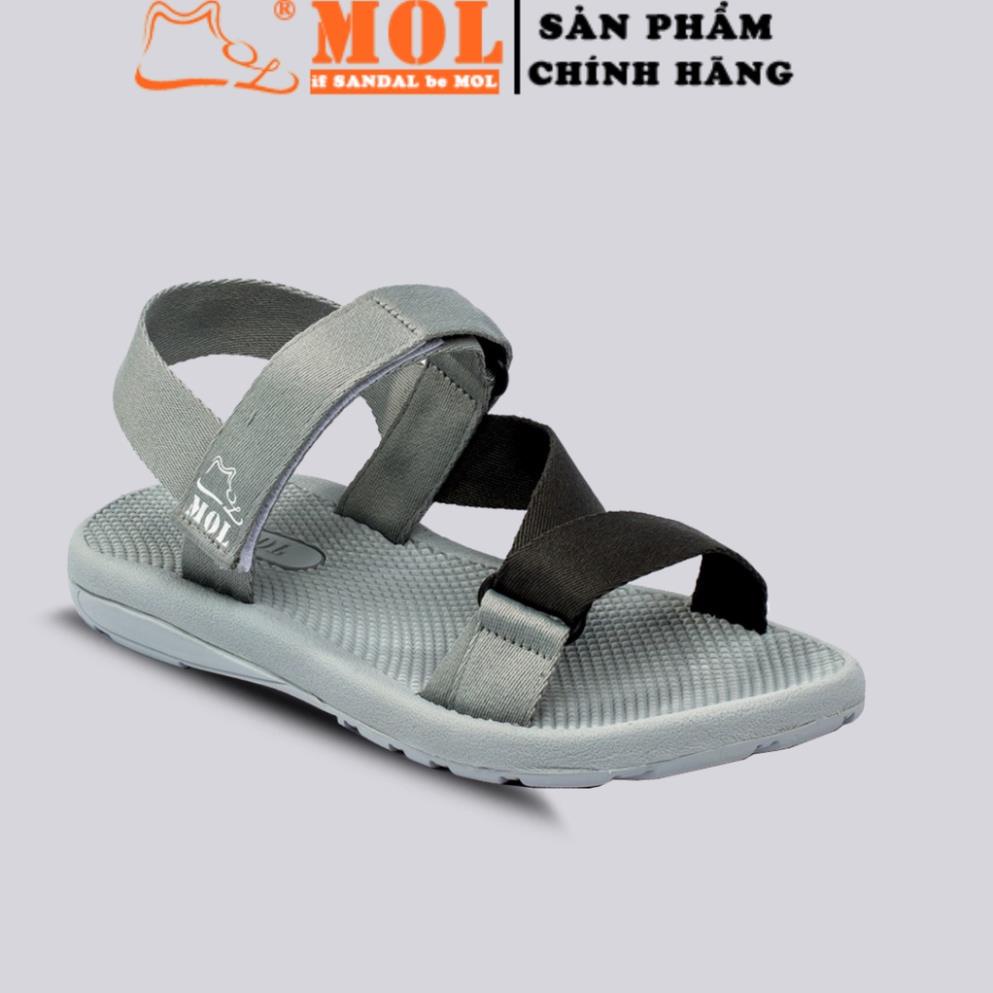 Sandal couple nam nữ quai ngang đế mõng có quai hậu cố định cho cặp đôi mang đi học đi biển du lịch hiệu MOL MS1166B CAN