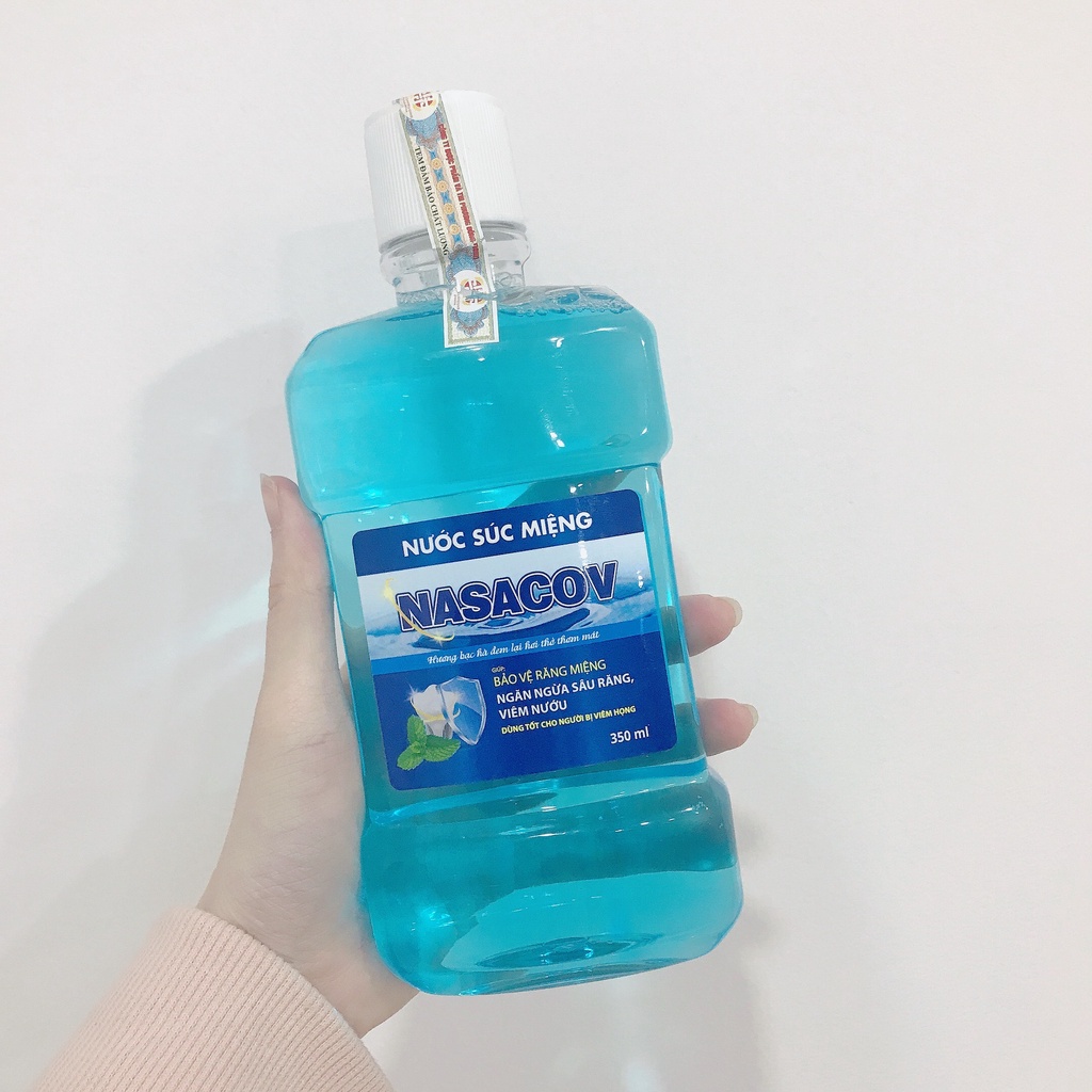 Nước Súc Miệng NASACOV 350ml- Hương bạc hà đem lại hơi thở thơm mát- Bảo vệ răng miệng, ngừa sâu răng, viêm nướu