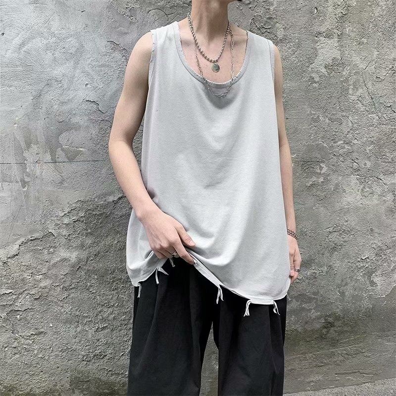 Áo Thun Sát Nách Dáng Rộng Phong Cách Hip Hop Hàn Quốc Thời Trang Mùa Hè Cho Nam