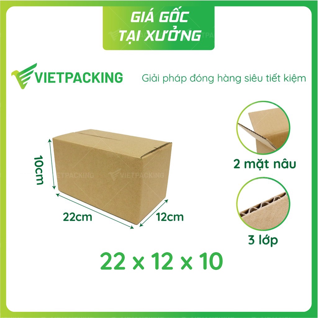 [Mã LIFEXANH03 giảm 10% đơn 500K] 22x12x10 - 25 hộp carton gói giao hàng, giấy cứng V120