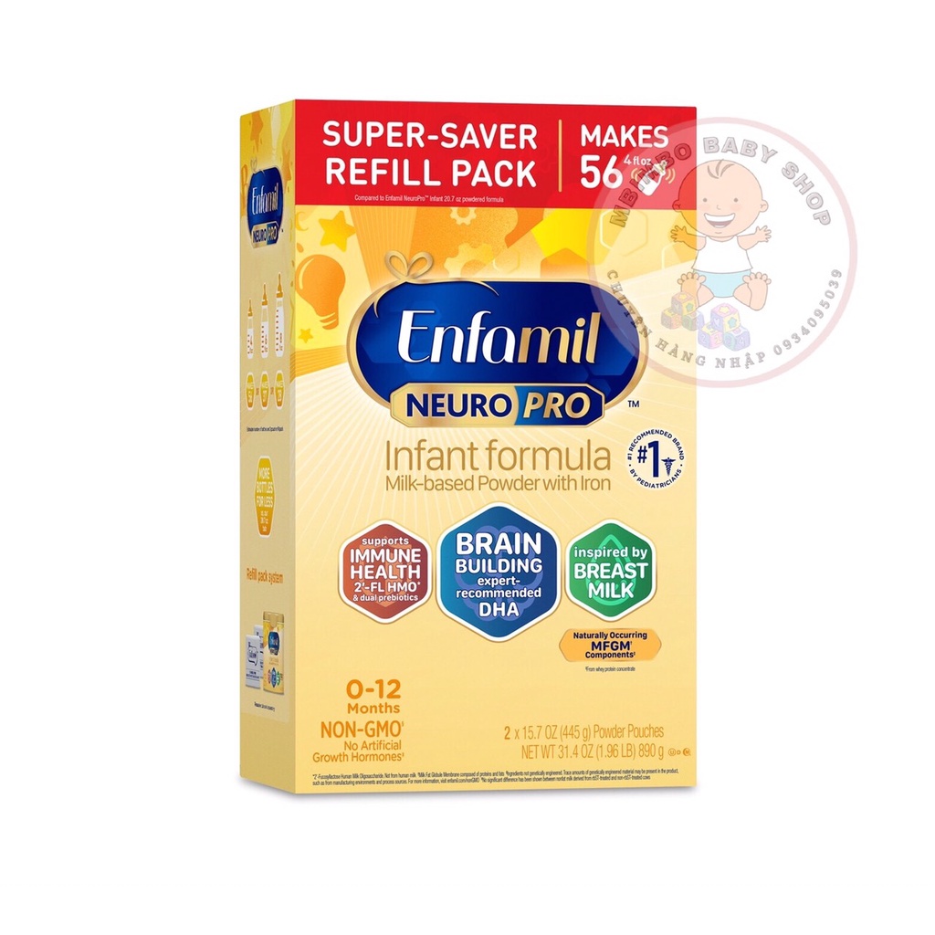 Sữa Enfamil NeuroPro hộp giấy 890g mẫu mới