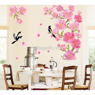 Decal hoa đào sắc xuân A439