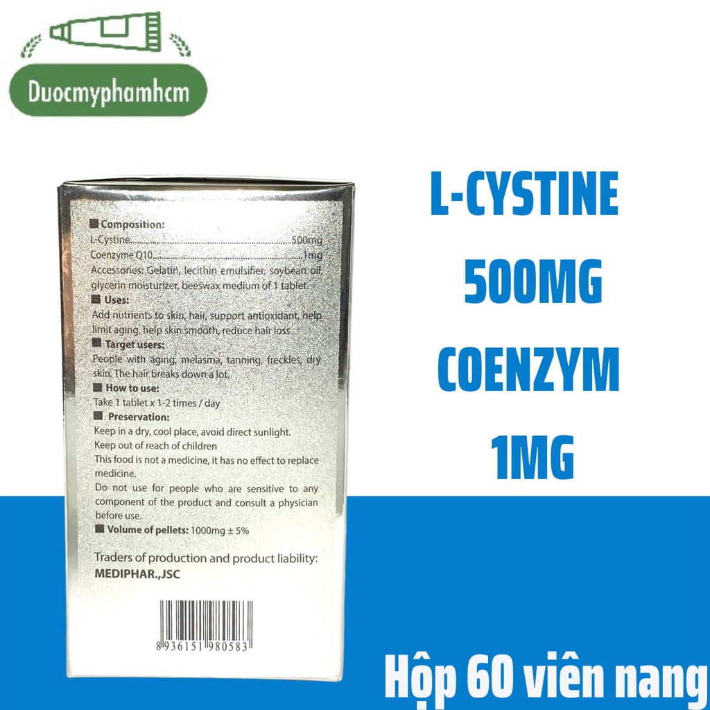 L Cystine Ngăn Rụng Tóc, Bổ Sung Dưỡng Chất Cho Tóc, Da Và Móng - Phil Interma L Cystin 1 Hộp 60 Viên