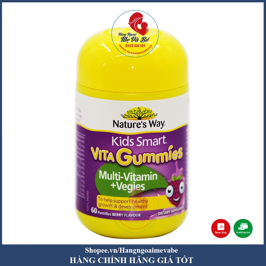 Vita Gummies Nature's Way [Úc] Kẹo gôm bổ sung vitamin cho bé - 60 viên vị gum - 3 vị