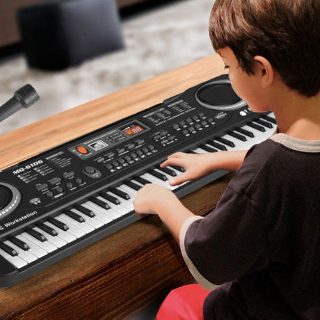 Đàn Piano 61 phím cho bé đàn MQ 6106 tặng kèm mic và củ nguồn
