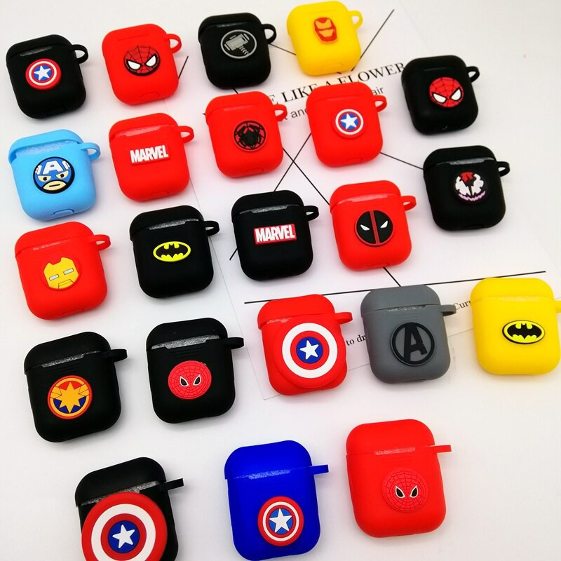 Vỏ Bảo Vệ Hộp Sạc Tai Nghe Airpods 1 / 2 Hình Siêu Anh Hùng Marvel Superhero Spiderman Deadpool Batman Iron Man Inpods 12