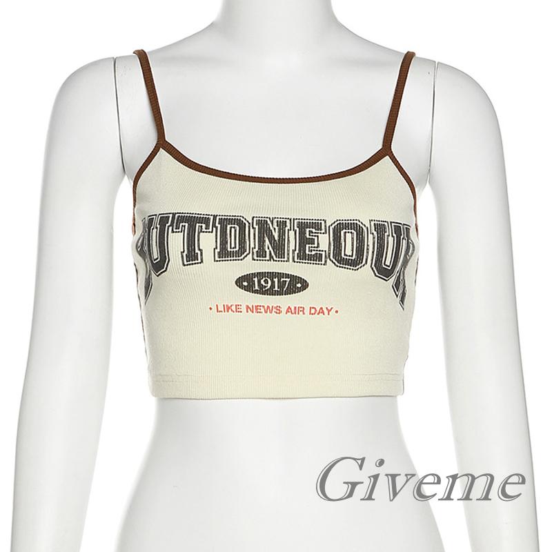 Áo Hai Dây Dáng Ôm In Chữ Phong Cách Cổ Điển Thời Trang Mùa Hè Cho Nữ