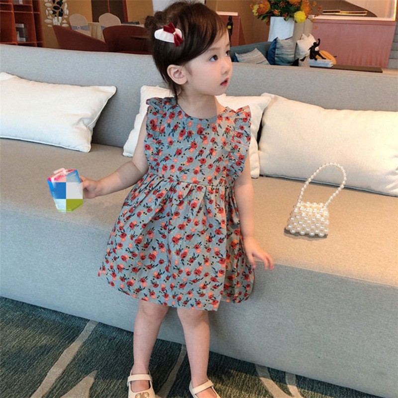 Đầm cho bé gái kiểu Hàn Quốc 6 tháng 1 tuổi 2 Tuổi công chúa elsa mùa hè PUCASHOP