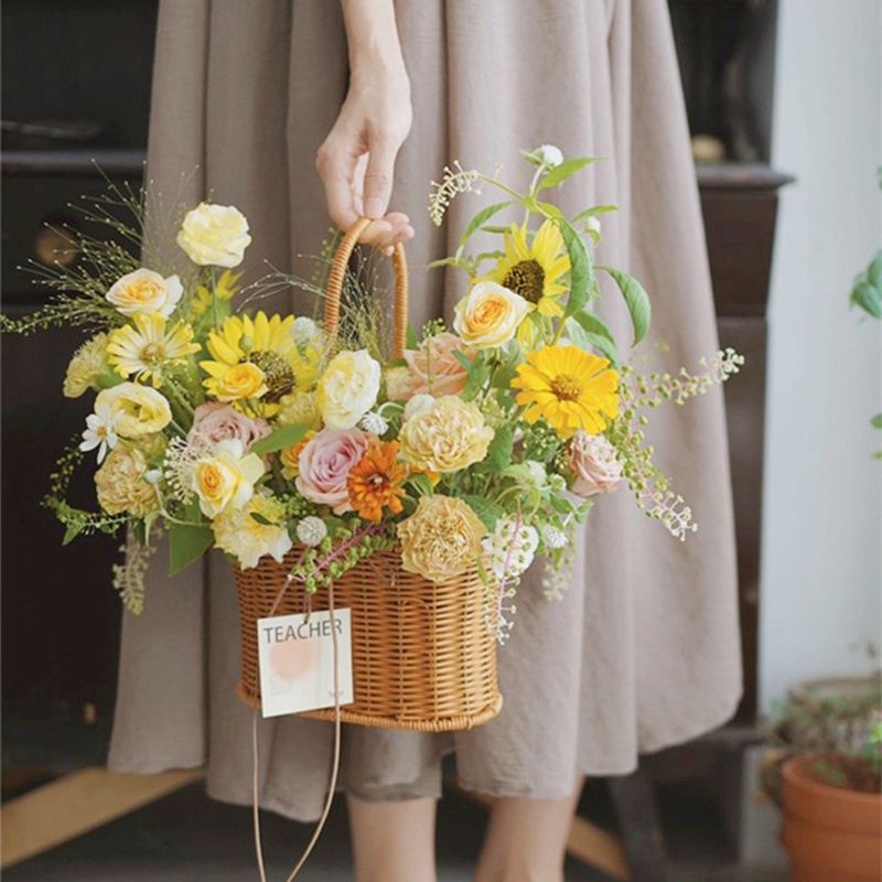 Giỏ Hoa Đan Mây Sức Chứa Lớn Trang Trí Nhà Cửa