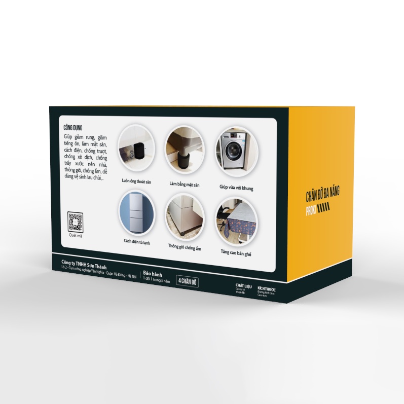 Bộ 4 miếng đệm cao su chống rung máy giặt Proki mẫu mới 2022, Đế chống rung lắc máy giặt , tủ lạnh làm giảm tiếng ồn