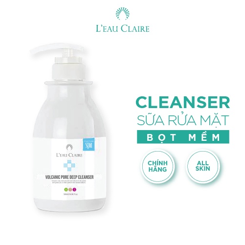 Sữa rửa mặt dạng bọt làm sạch sâu cho da nhờn L'eau Claire Volcanic Pore Deep Cleanser 500ml