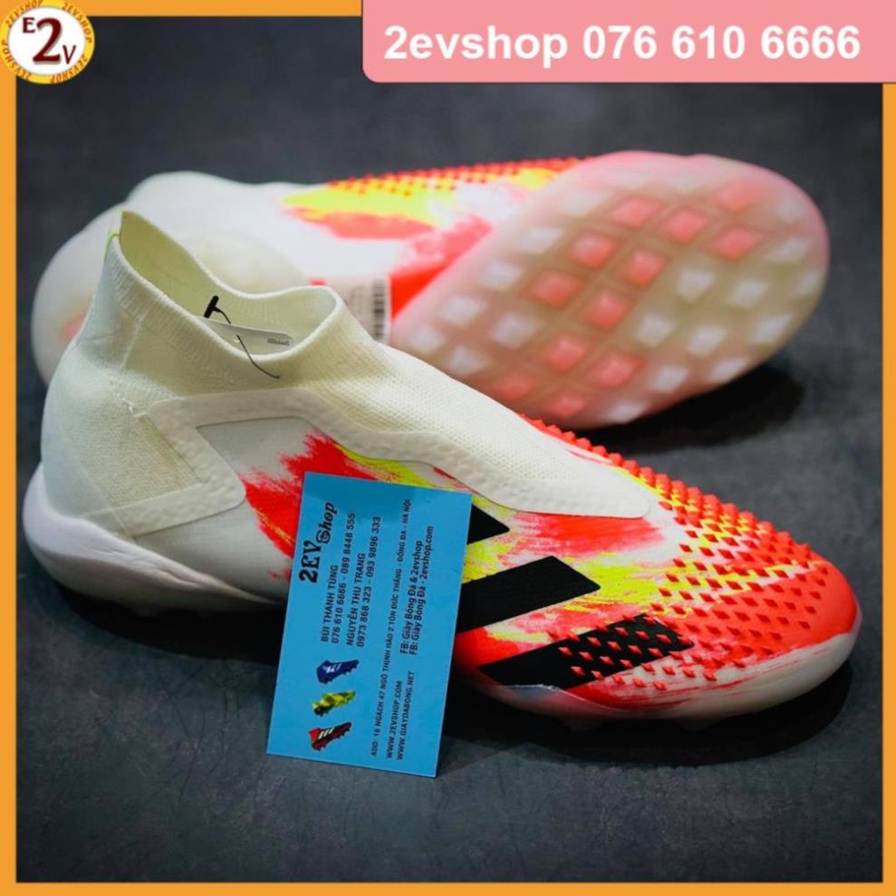 XẢ KHO Giày đá bóng thể thao nam 𝐏𝐫𝐞𝐝𝐚𝐭𝐨𝐫 Trắng Cam không dây, giày đá banh cỏ nhân tạo dẻo nhẹ - 2EV / `